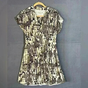 Nanette Lepore Womens Dress Size 10 Brown Button Up Lined 100% Silk